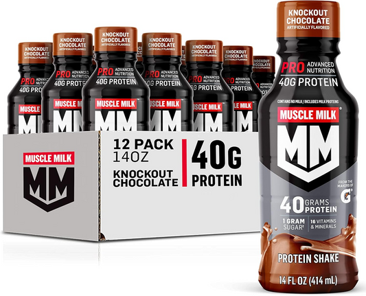 Muscle Milk Pro Advanced Nutrition Protein Shake, 14 Fl Oz Bottle, 12 Pack, 40g Protein, 1g Sugar, 16 Vitamins & Minerals, 6g Fiber, Workout Recovery, Packaging May Vary