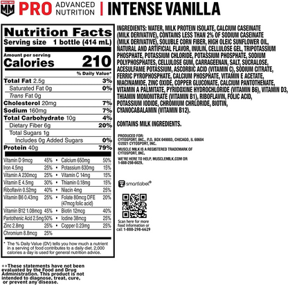 Muscle Milk Pro Advanced Nutrition Protein Shake, 14 Fl Oz Bottle, 12 Pack, 40g Protein, 1g Sugar, 16 Vitamins & Minerals, 6g Fiber, Workout Recovery, Packaging May Vary